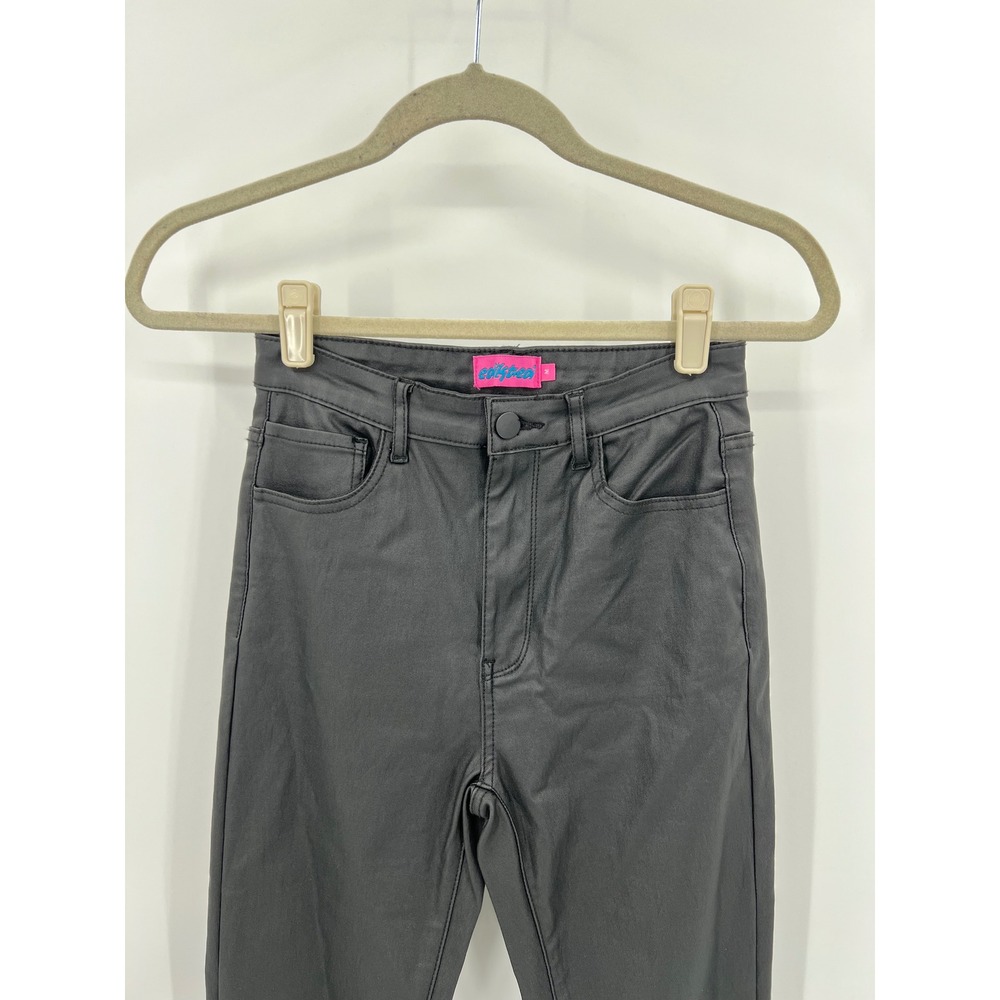 Edikted Luna Flare Jeans High Waisted Coated Trousers Size Medium‎ Stretch - Picture 2 of 9